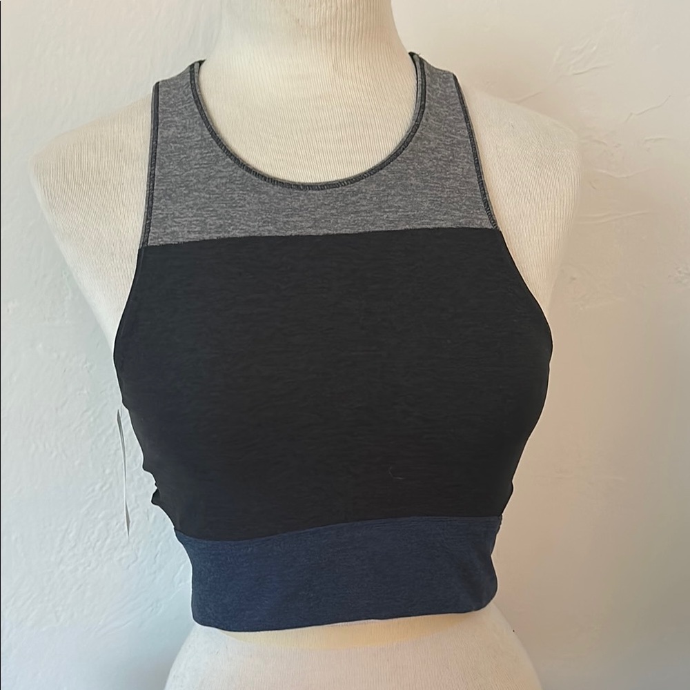 Outdoor Voices Gray and Black Crop Top